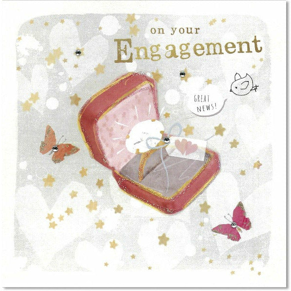 pink and gold engagement greeting card
