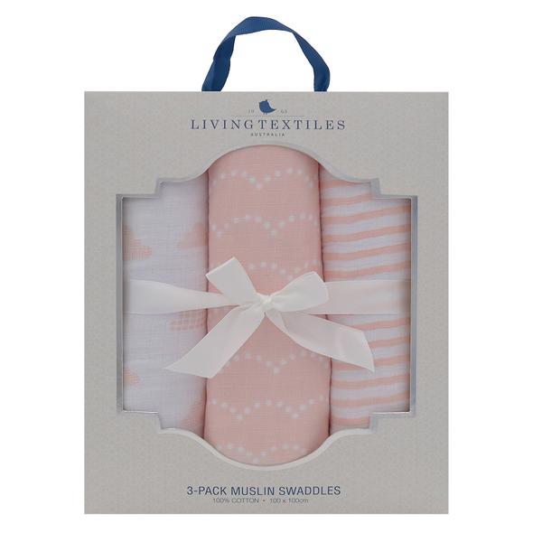 Blush Pink Muslin Wraps 3 Pack In Box