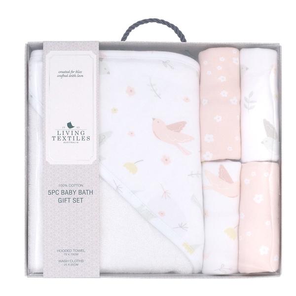 Bath Towel Birds Floral Gift Set 5 Piece