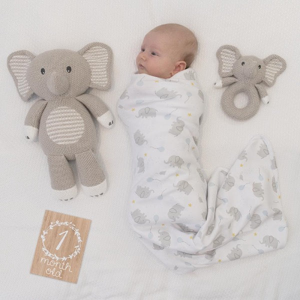 Mason the Elephant Neutral Knitted Toy