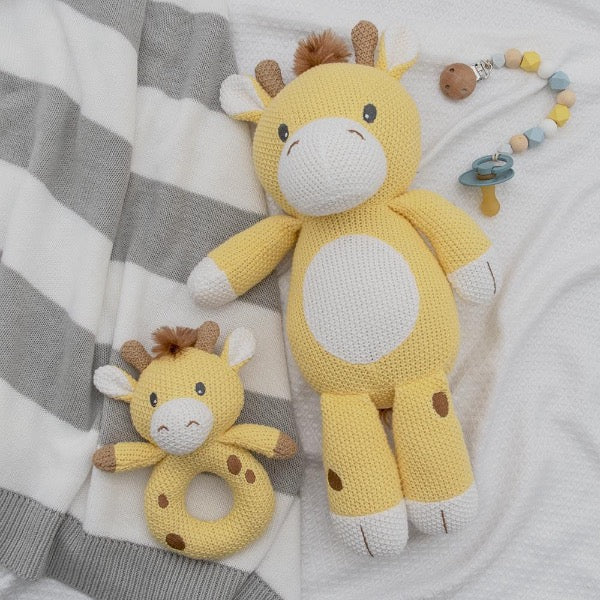 Noah the Giraffe Yellow Knitted Toy