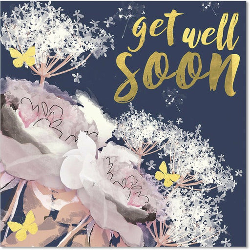 blue and pink floral get well soon greeting card