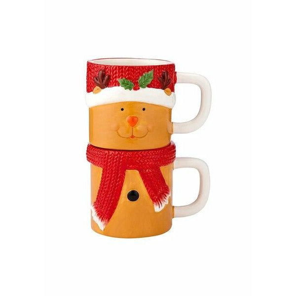 joyful reindeer stackable mugs