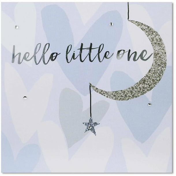 blue and silver baby greeting card