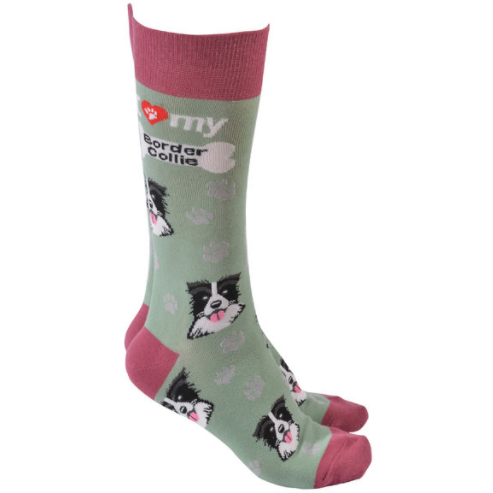 Border Collie Socks Green