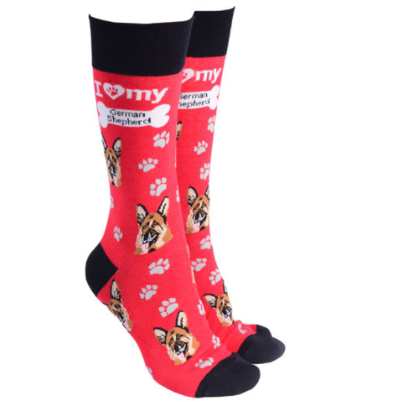 German Shepherd Socks Red