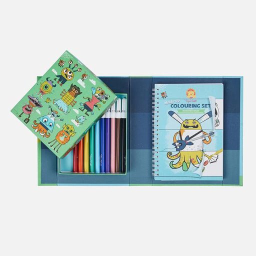 monster colouring book and kit with pens for children