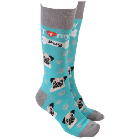 Pug Socks Aqua