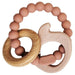 Pink elephant teether with beech wood ring