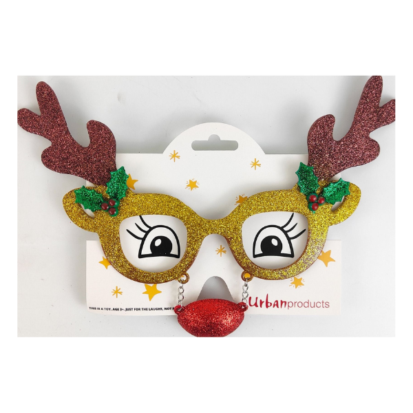 Reindeer Novelty Glasses Gold 15cm — Spoilt Gift Homewares