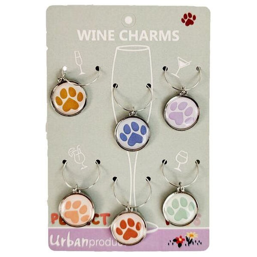 paw print dog themed charms for wine glass stem