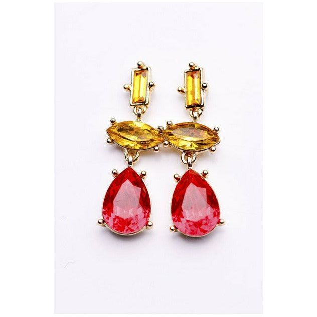 piper red and yellow crystal earrings by zafino
