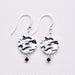 silver and oynx circle drop earrings for women