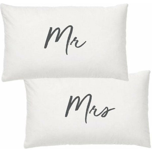 pink and grey mr and mrs pillow case set for couples