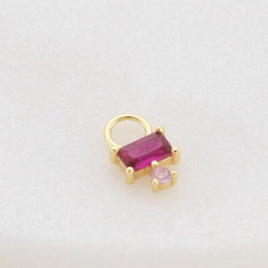 zafino moments baguette charm with pink stone