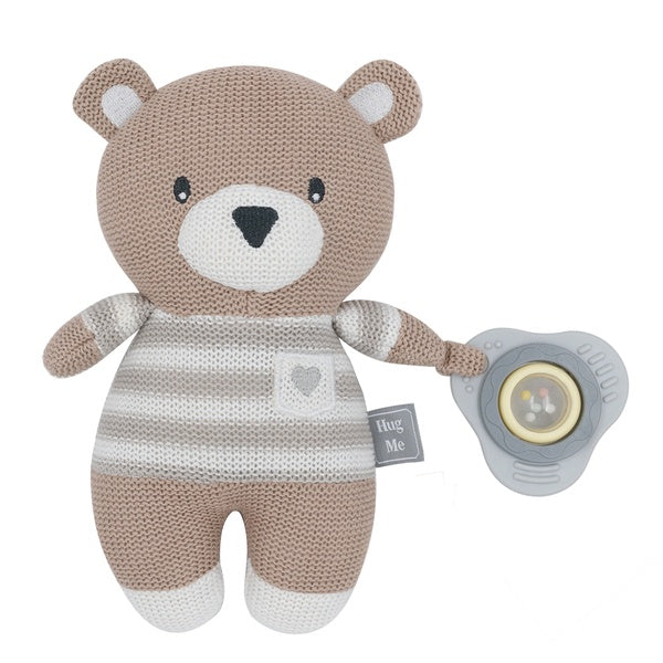 knitted bear baby toy with rattle