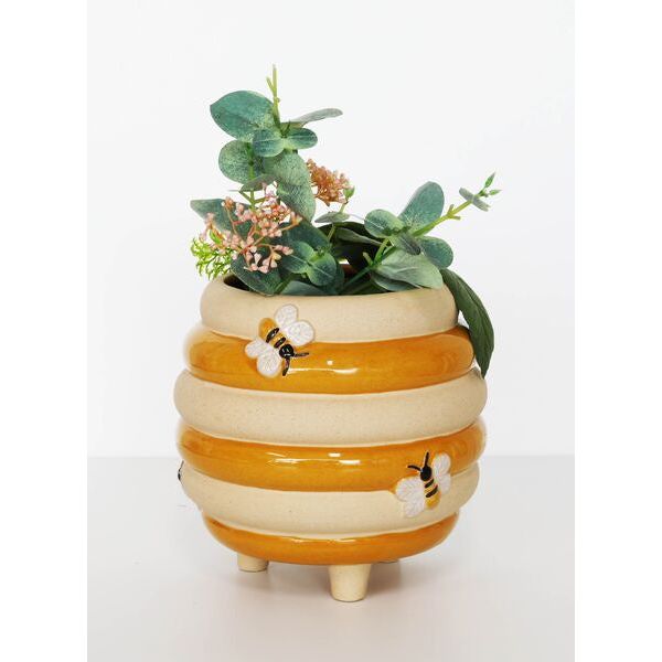 bee pot plant Urban Products Beehive Planter Pot Honeycomb & Sand 15cm — Spoilt Gift & Homewares