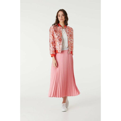 365 days red peach floral jacquard bomber jacket small