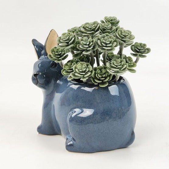 blue bunny pot planter for plants