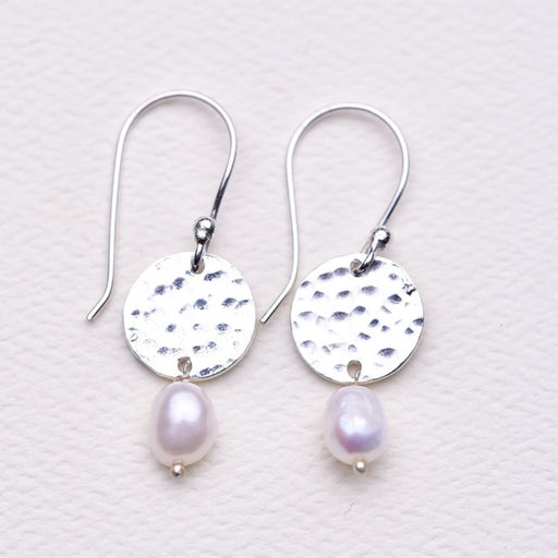 silver plated drop earrings for women with pearl