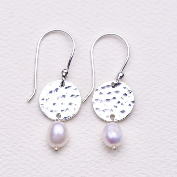 silver plated drop earrings for women with pearl