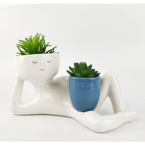 Urban Products Kinky Person Holding a Pot Planter Dusty Blue