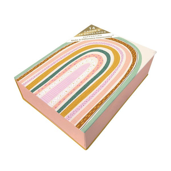 blank gift cards set in box with rainbows