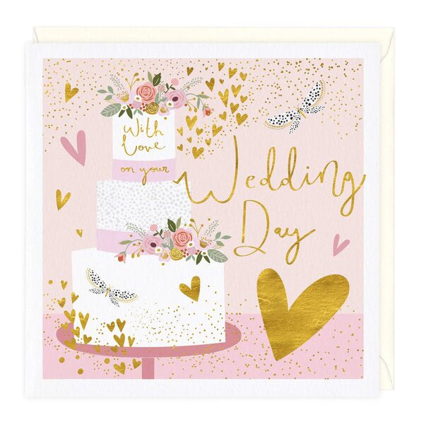 with love wedding day cake card
