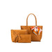 tan brown handbag set with decorative scarf