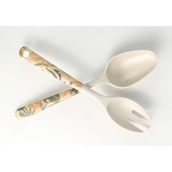 cassia floral bamboo salad servers fork and spoon