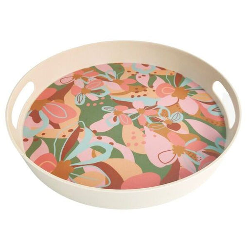 floral colourful bamboo round tray for serving
