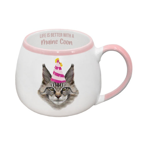 cat mug painted pet with party hat