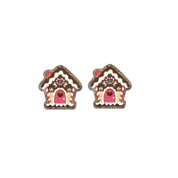 christmas gingerbread house earrings