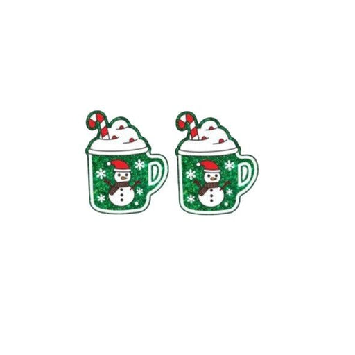 christmas snowman cup earrings