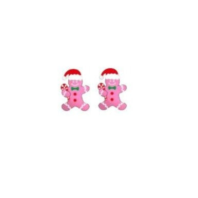 christmas pink gingerbread earrings