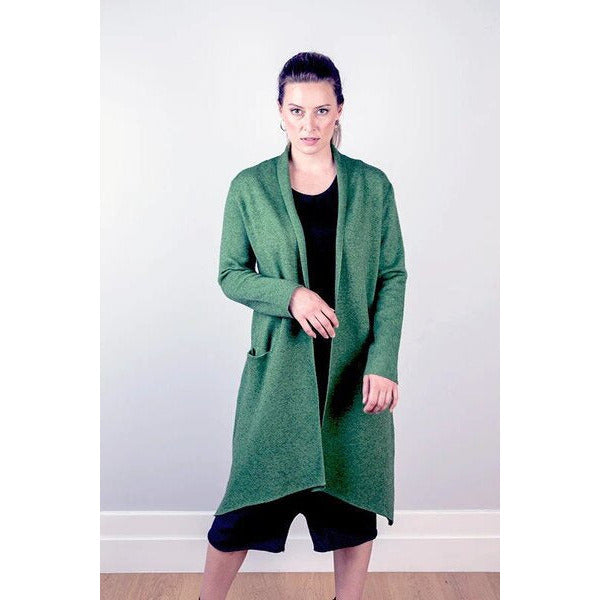 green long coat with pockets