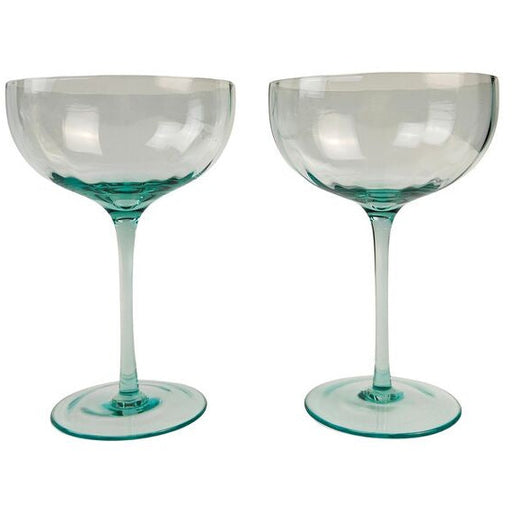 cocktail glasses set of two blue green