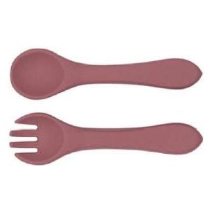 pink silicone baby cutlery for first time feeding