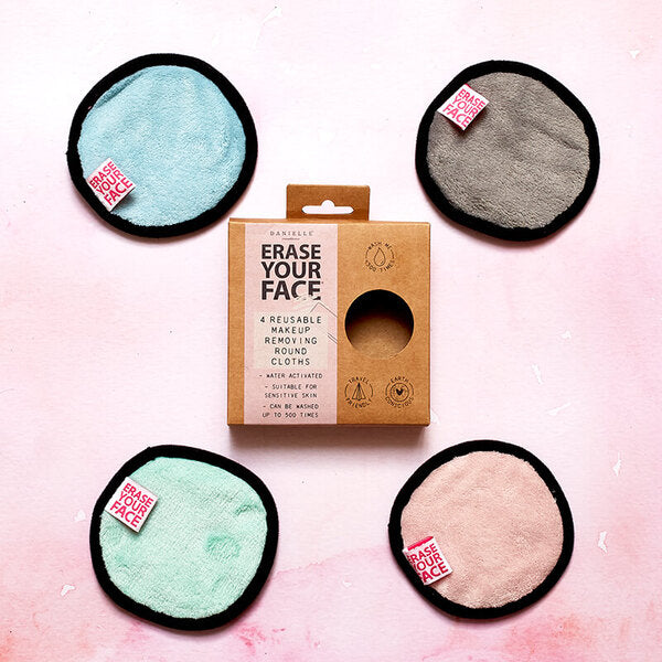 Erase Your Face Makeup Removing Cloths Set of 4 Pastel