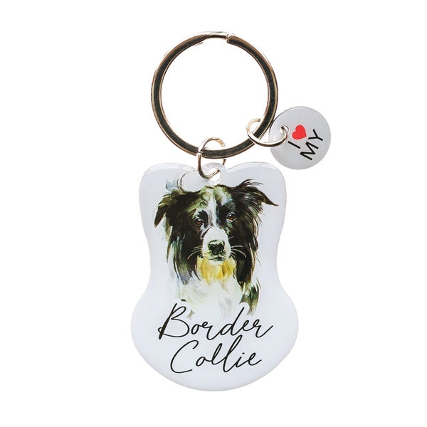 border collie dog keyring gift