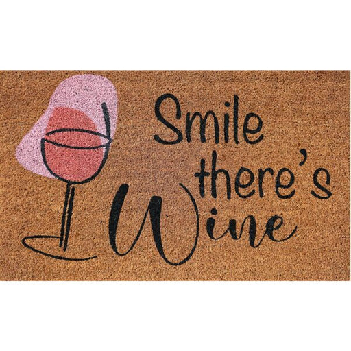 smile there's wine doormat for home