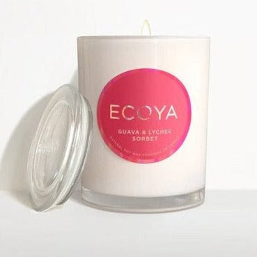 ecoya guava and lychee candle glass jar australia