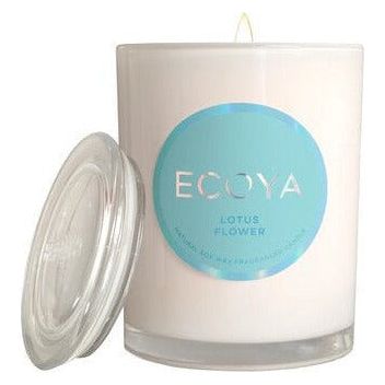 ecoya lotus flower candle in glass jar with lid