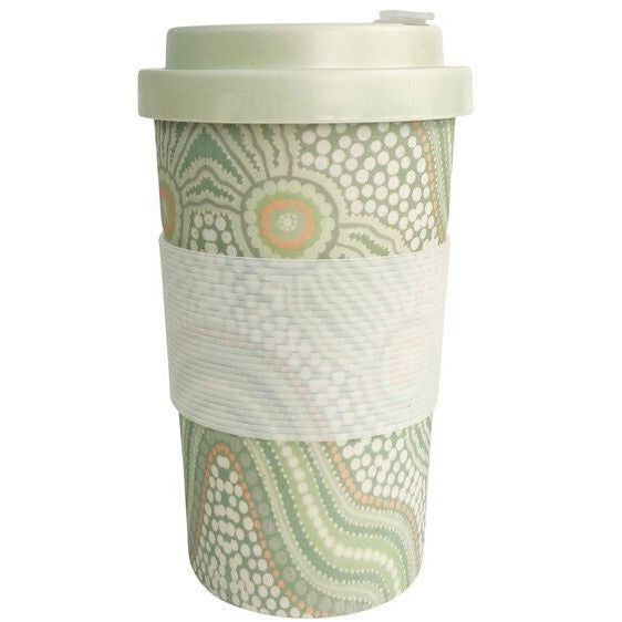 eco reusable mug green indigenous  artist designed