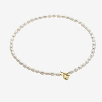 liberte esme pearl necklace with gold heart