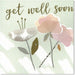 green and pink floral get well soon greeting card