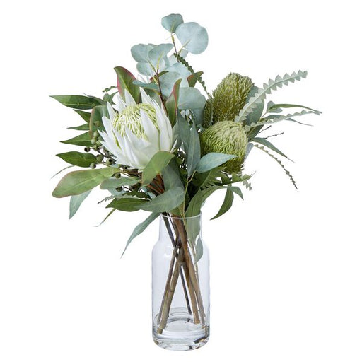 native artificial flowers in glass vase by rogue