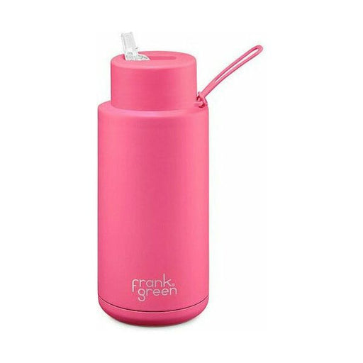 neon pink frank green water bottle with straw 1 litre