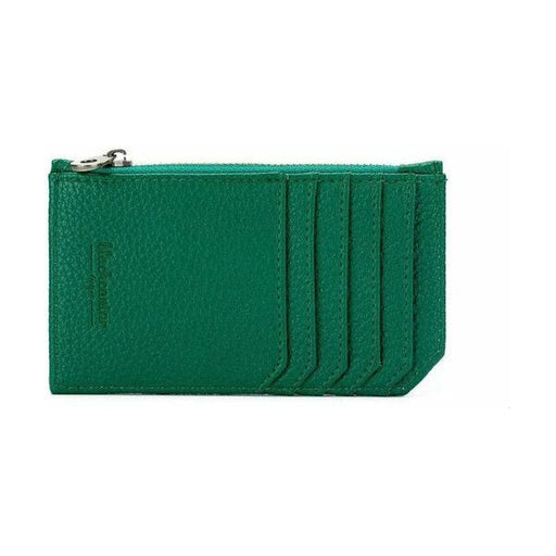 green coin and card holder vegan leather