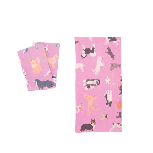 soft glasses case with microfibre cloth dog image